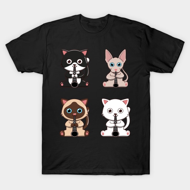 Cute Cat Playing The Clarinet Pack T-Shirt by Luna Illustration